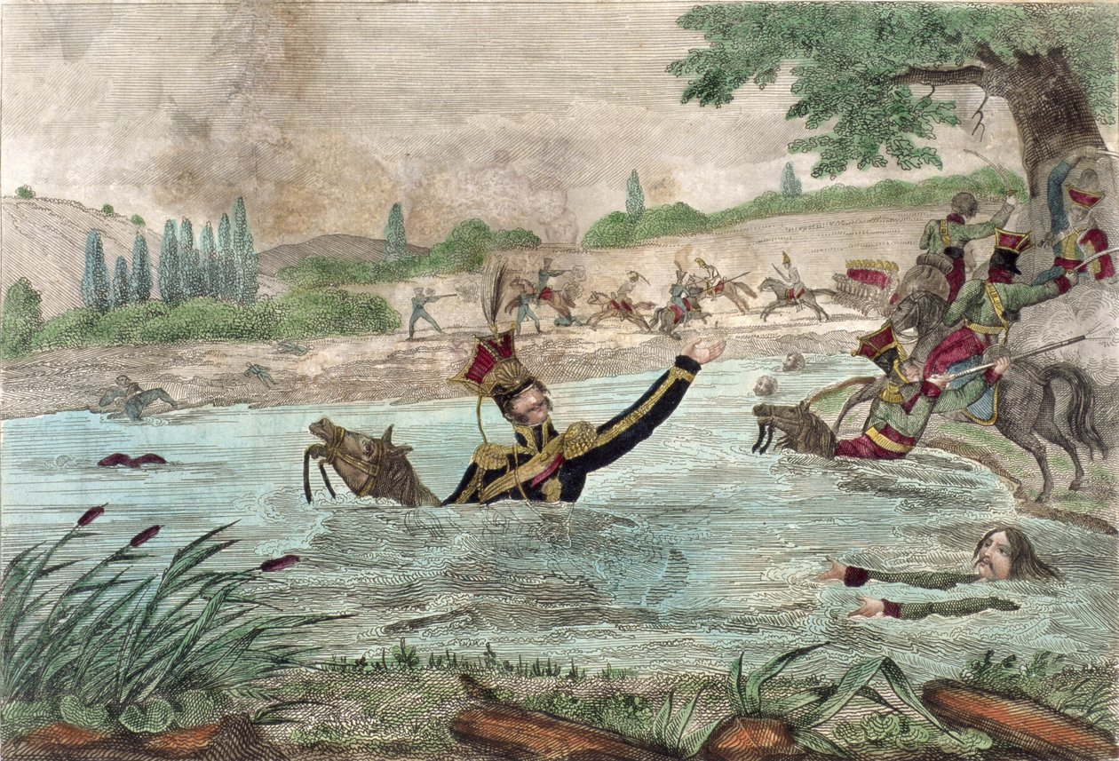 Prins Joseph Poniatowskis (1763-1813) død i Elstera-floden, 1813 af French School