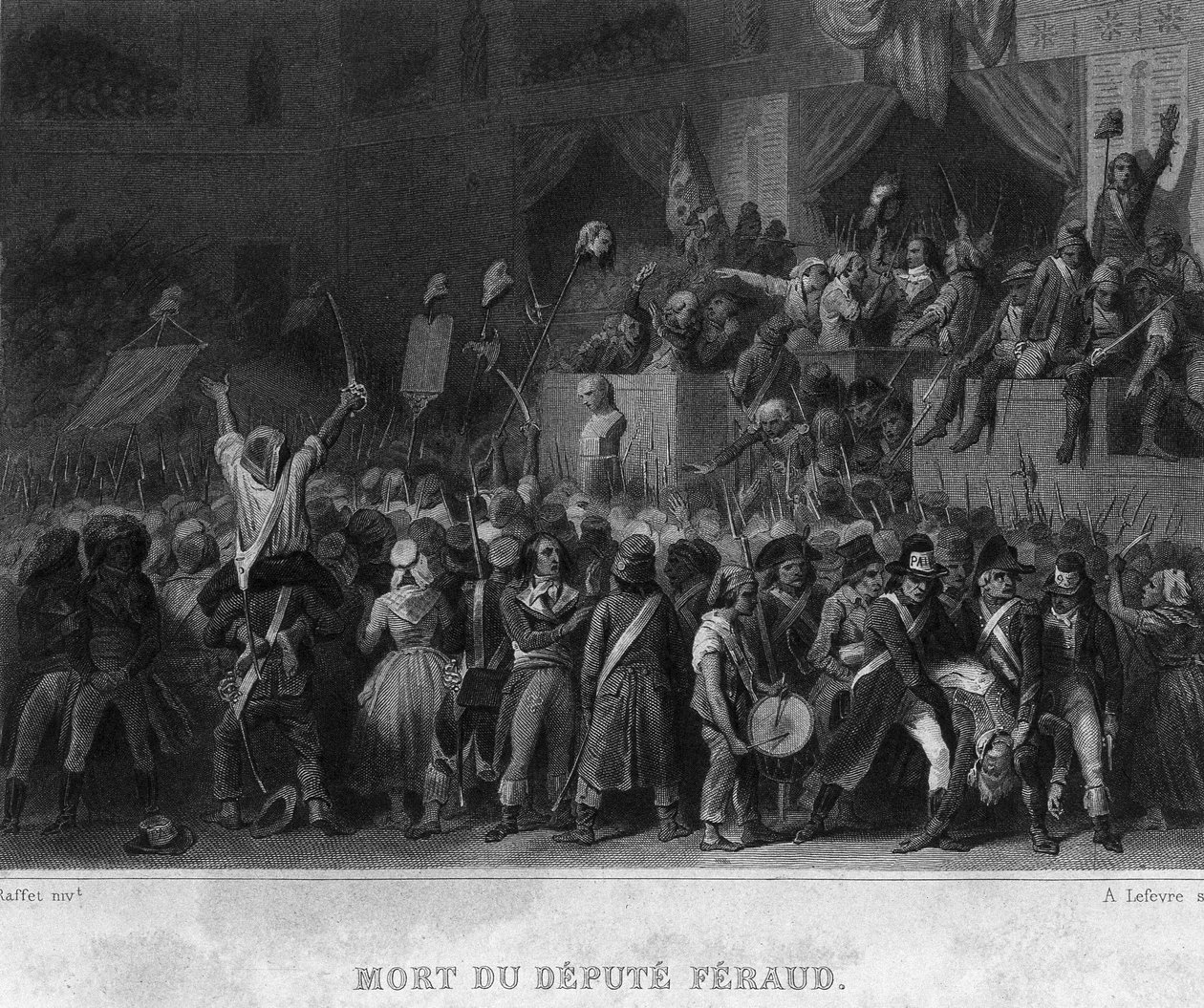 Deputeret Jean Ferauds (eller Ferraud: 1764-1795) død - i "" Revolution francaise"" af Thiers af French School