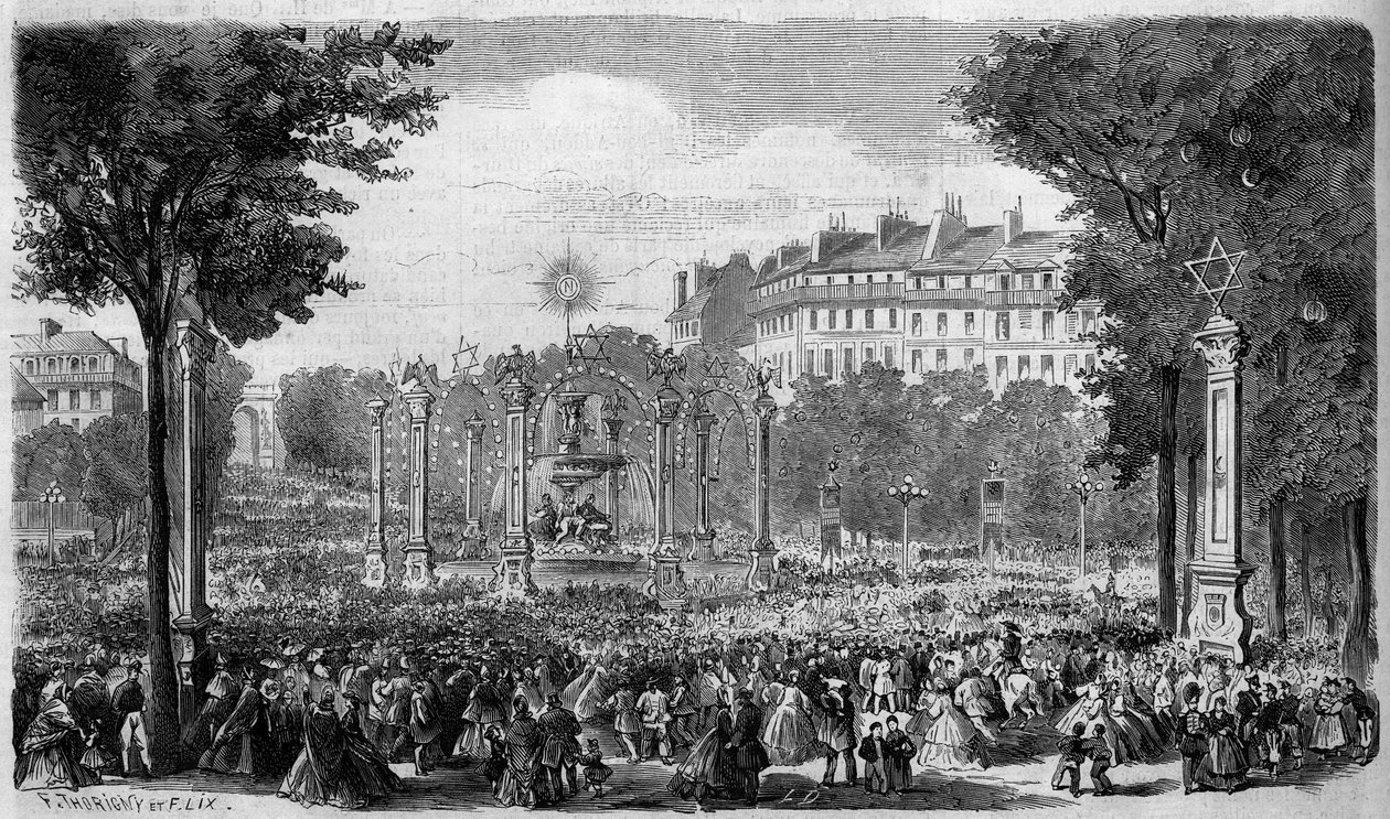 Udsmykning af Rond Point des Champs Elysees i Paris til festen den 15. august af French School