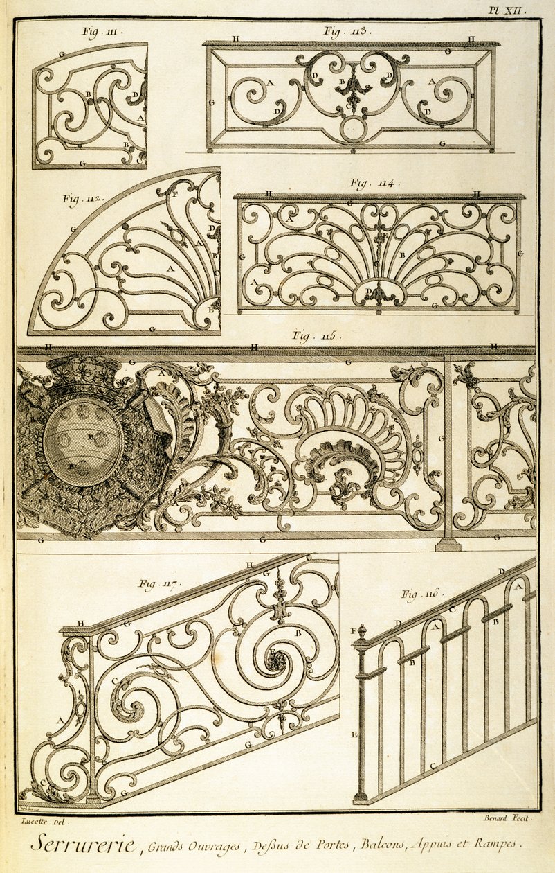 Dekorativt jernarbejde, fra Diderot
