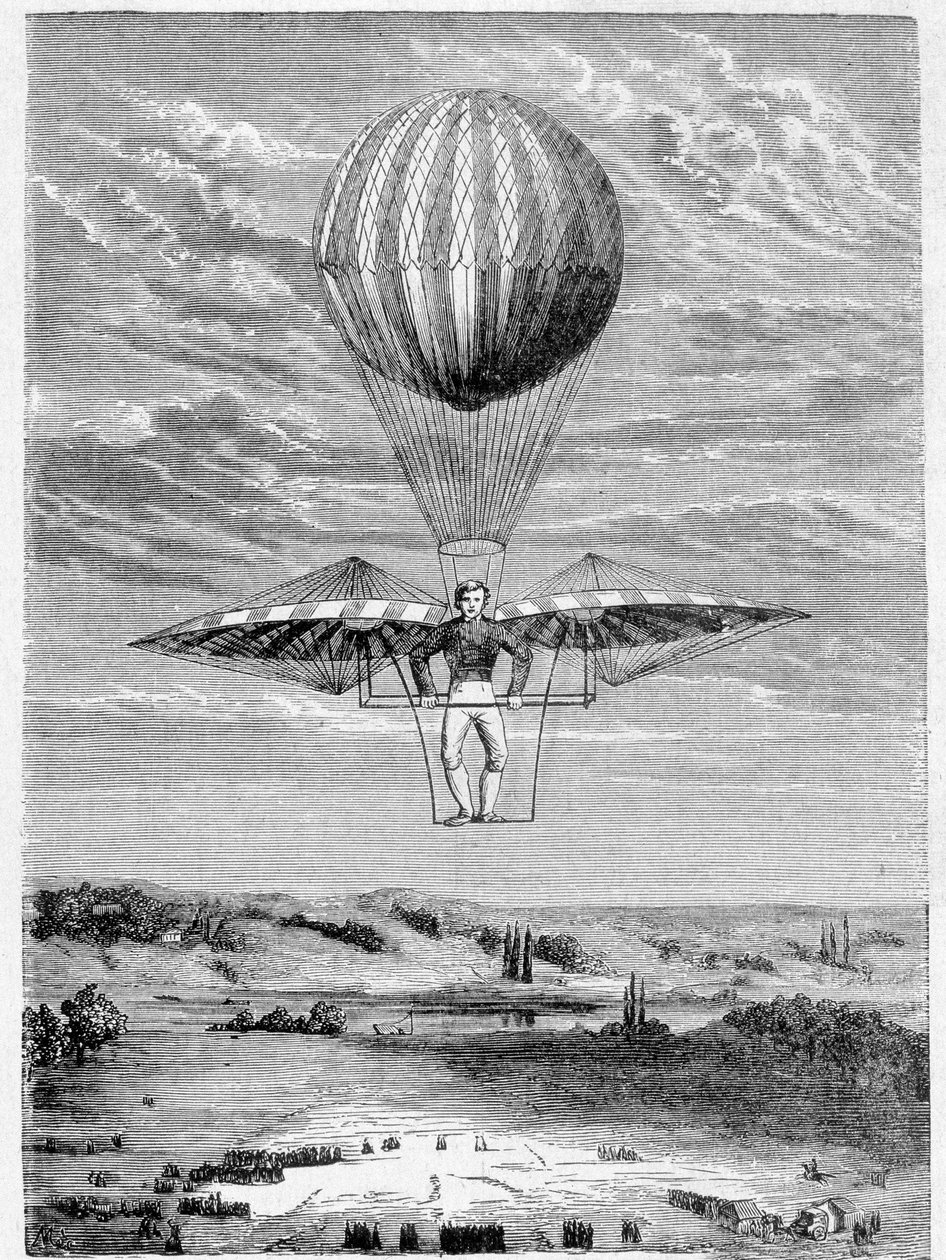 Deghen (Degen) apparat til retning af aerostater i 1812 - i "" Album of Science; berømte videnskabsmænd; Store opdagelser””” 1896. af French School