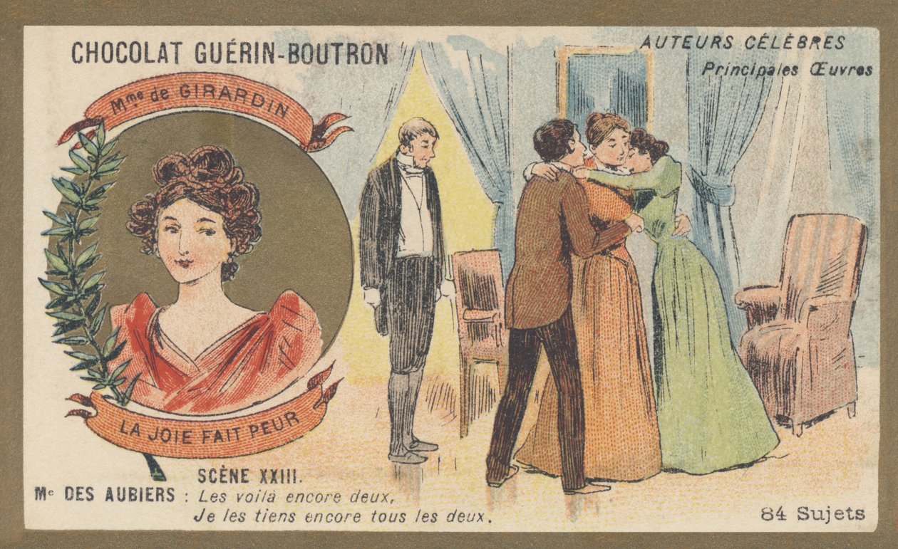 Delphine Gay hustru til Girardin (1804-1855), fransk forfatter og journalist, forfatter til "La joie fait peur", komedie i én akt og prosa (1855) af French School