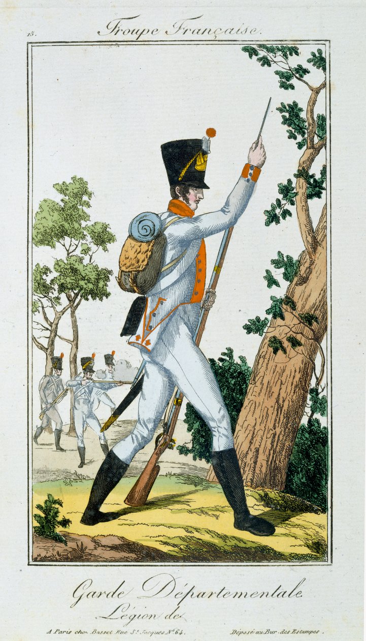 Departmental Guard, fra Troupes Francaises, pub. i Basset, Paris, ca. 1790 af French School
