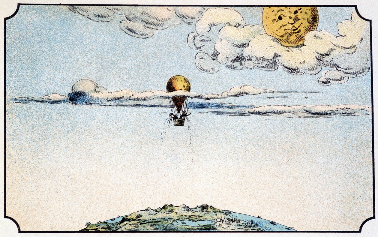 Afgang til månen i en ballon - i "" Voyage dans la lune"" af A. fra Ville-d