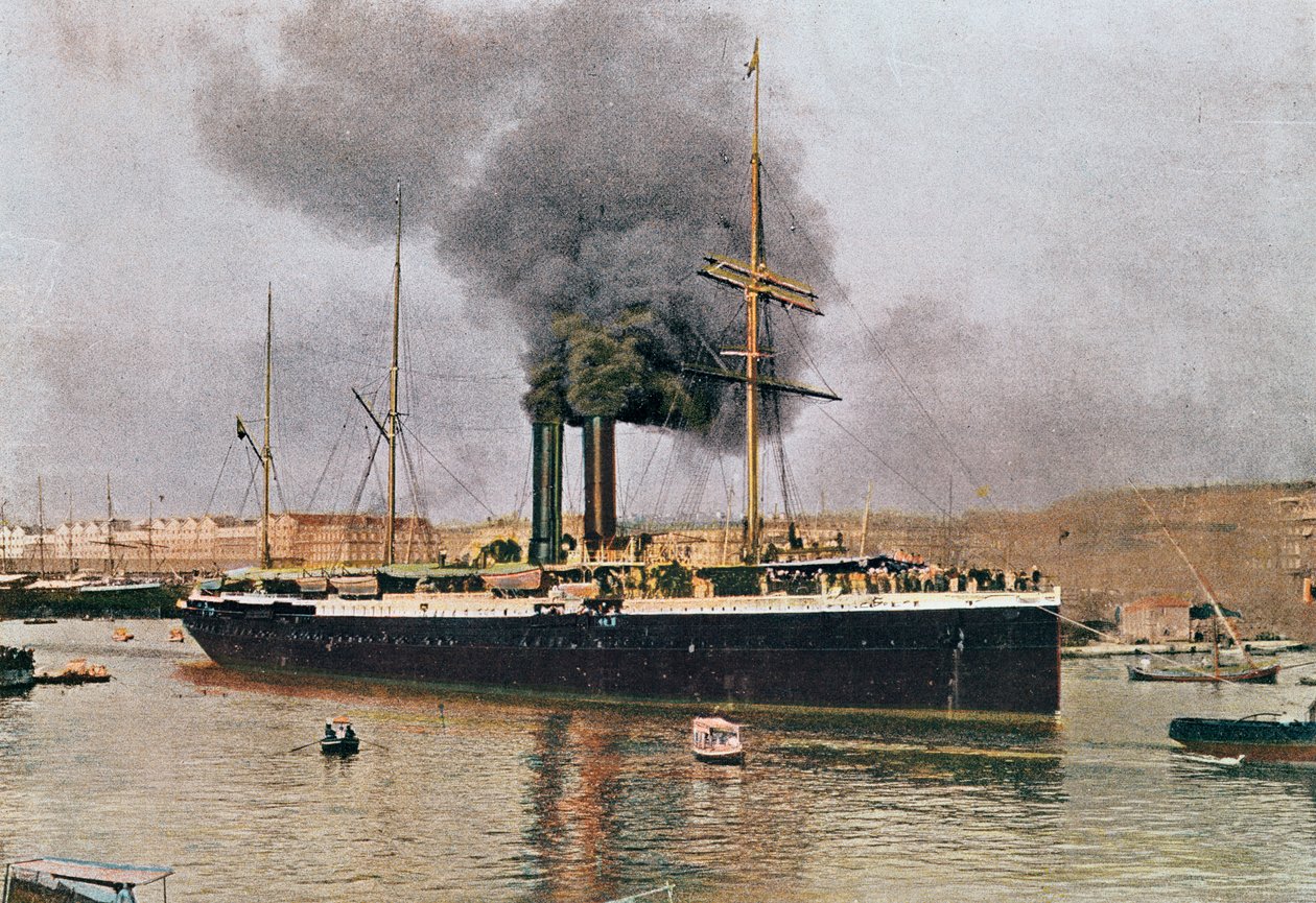 Afgang af et Messageries Maritimes-skib fra Marseille, begyndelsen af det 20. århundrede af French School