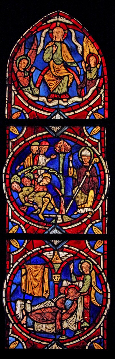 Afbilder Kristus og St. Martin, 3 scener fra kirken Varennes-Jarcy af French School