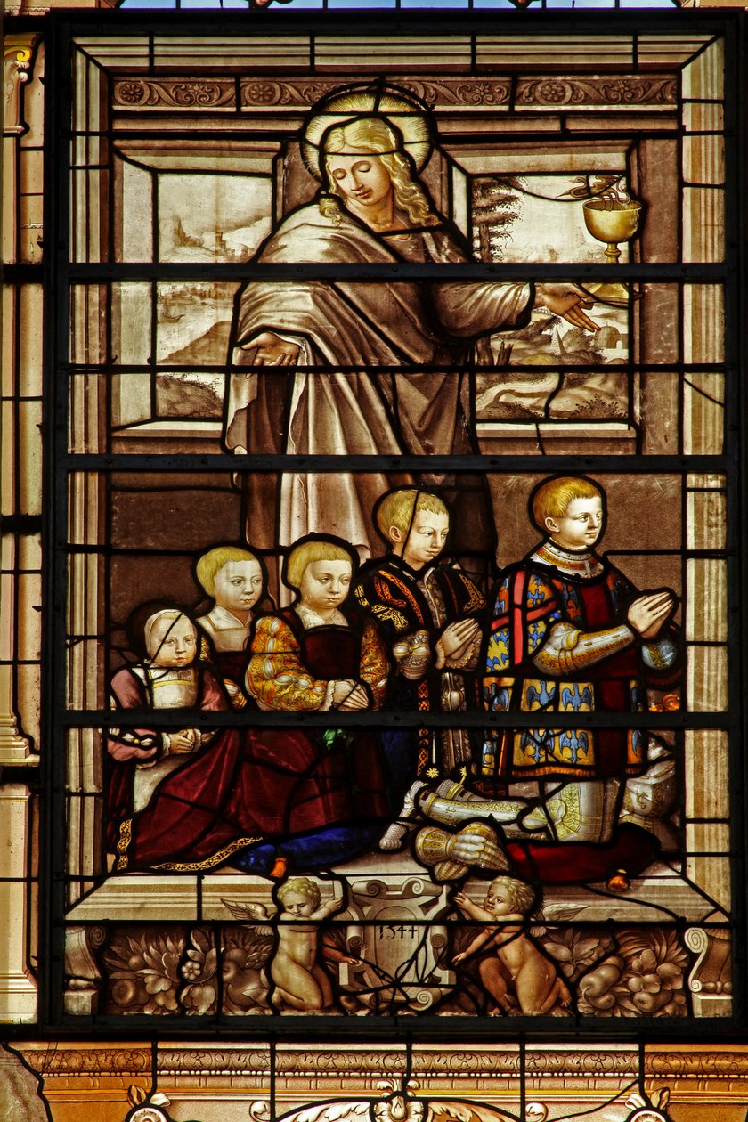 Afbilder St John og fem af sønnerne af Anne de Montmorency af French School
