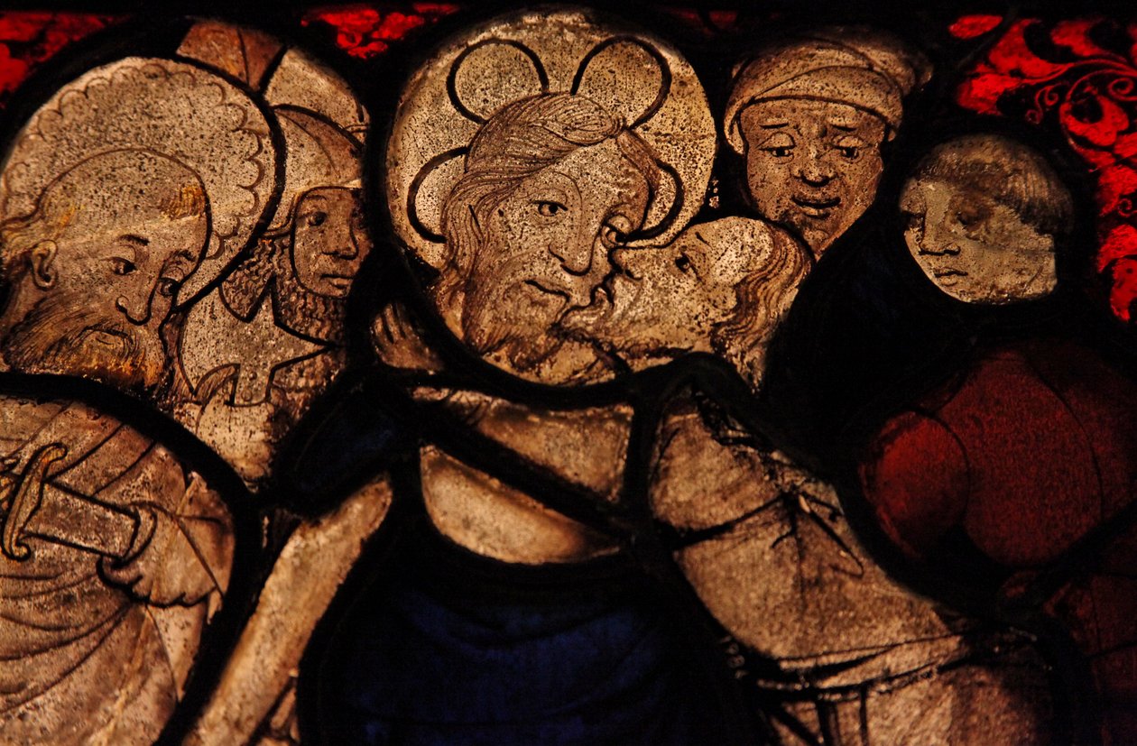 Viser en detalje fra forræderiet af Judas Betrayal, oprindeligt fra Church of Betton, Britanny af French School