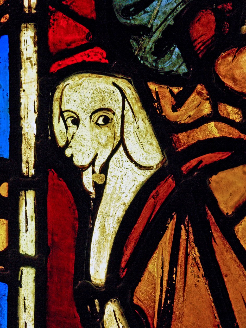 Afbildning af en hund - i St Paul-panelet fra Chapelle du Chateau, Rouen? af French School