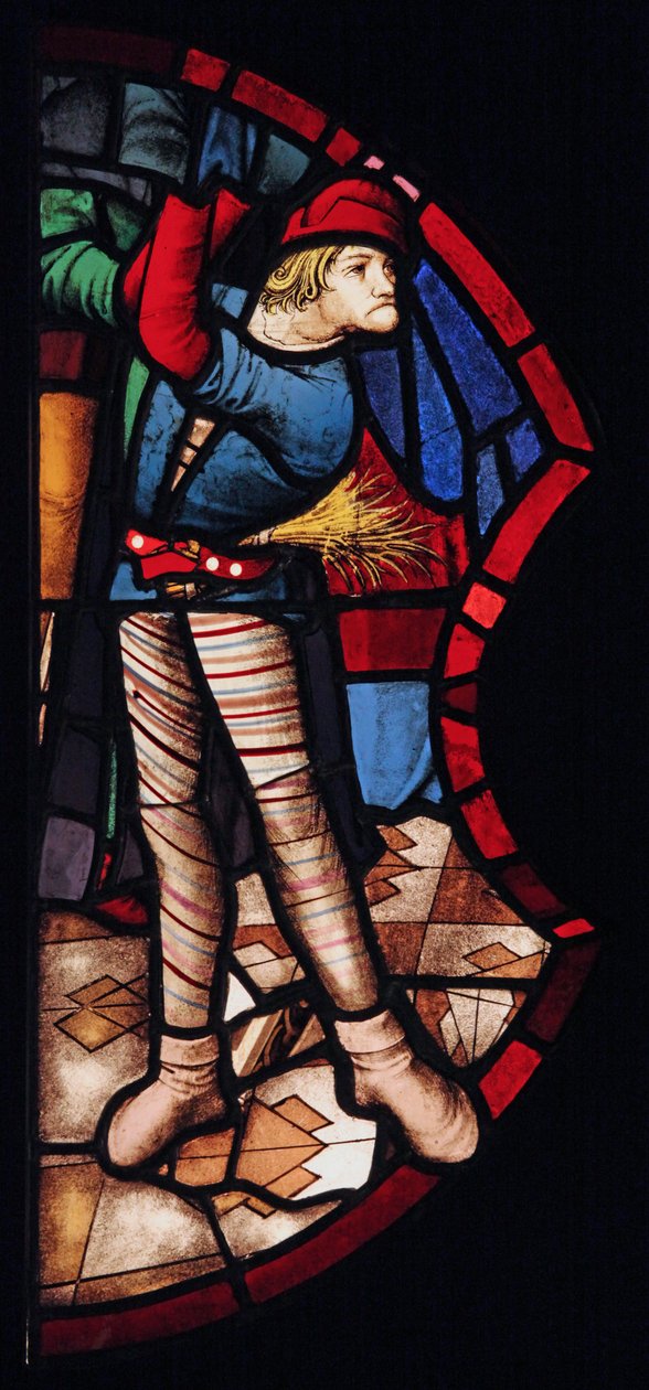 Afbilder en torturist; oprindeligt fra St Chapelle, hvor den blev indført i c.1500; det er et godt eksempel på venetiansk glas af French School