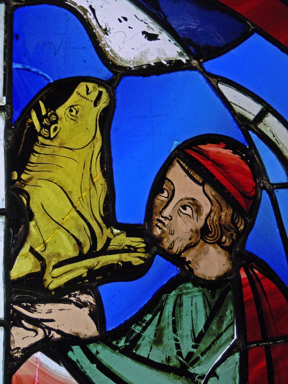 Viser detaljer fra Tilbedelse af et idol, ex Ste Chapelle af French School