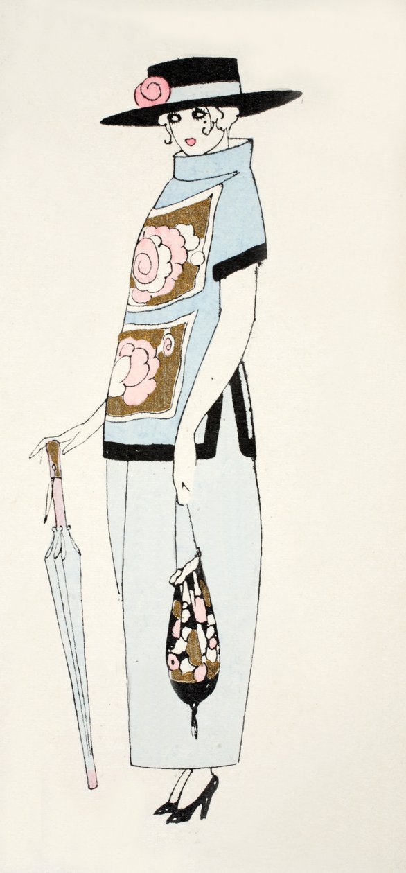 Design for a Day Dress, ca. 1919 (pochoir print) af French School