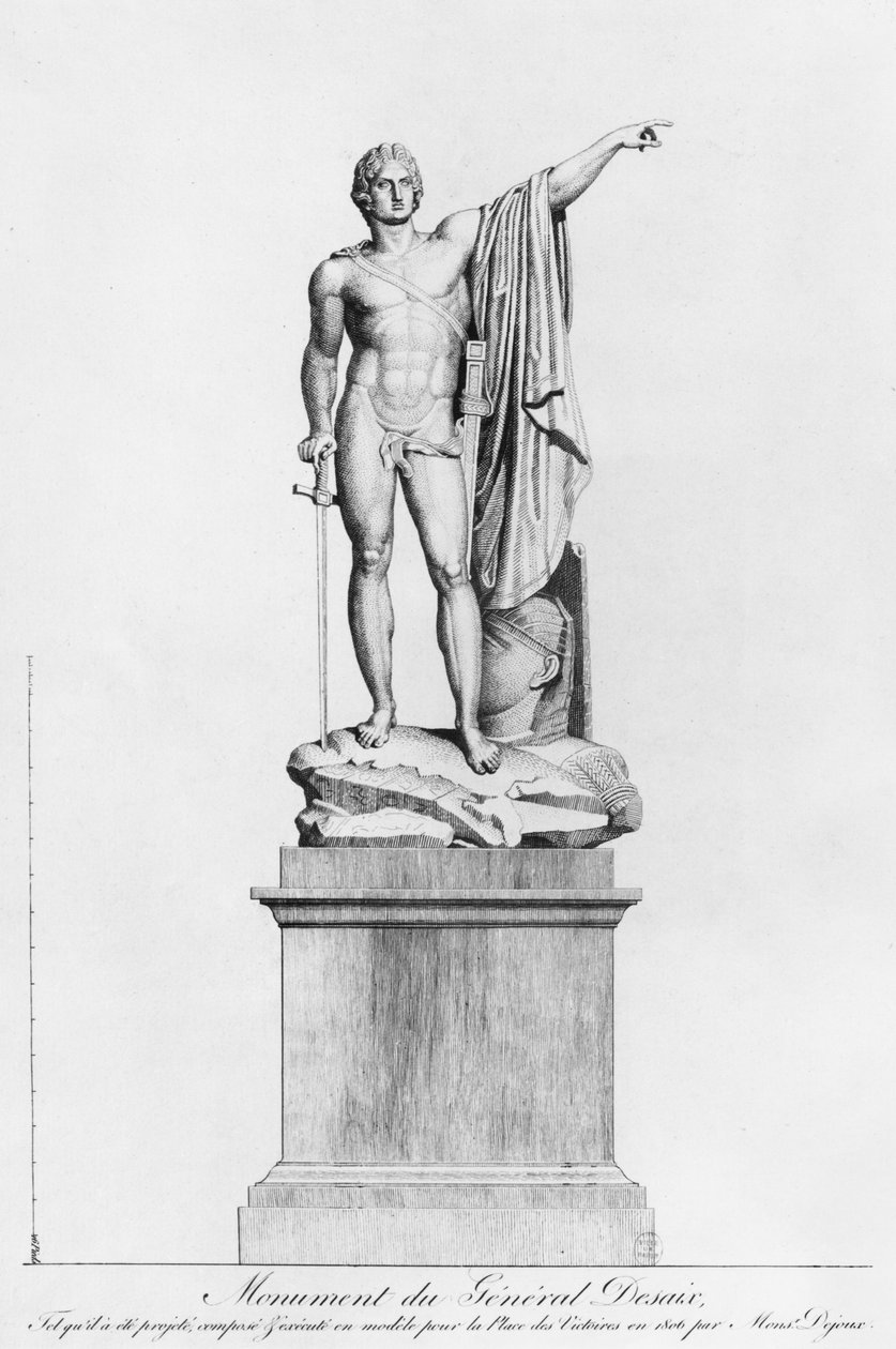 Design til et monument til general Desaix de Veygoux af billedhuggeren Claude Dejoux, Place des Victoires, Paris, 1806 af French School