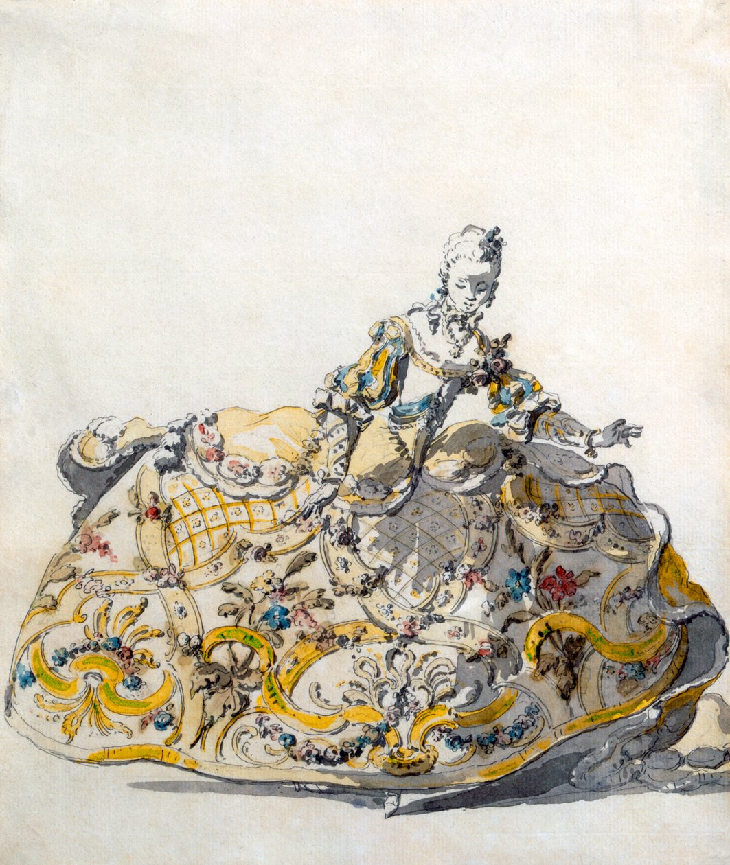 Design til en damekjole, 1780