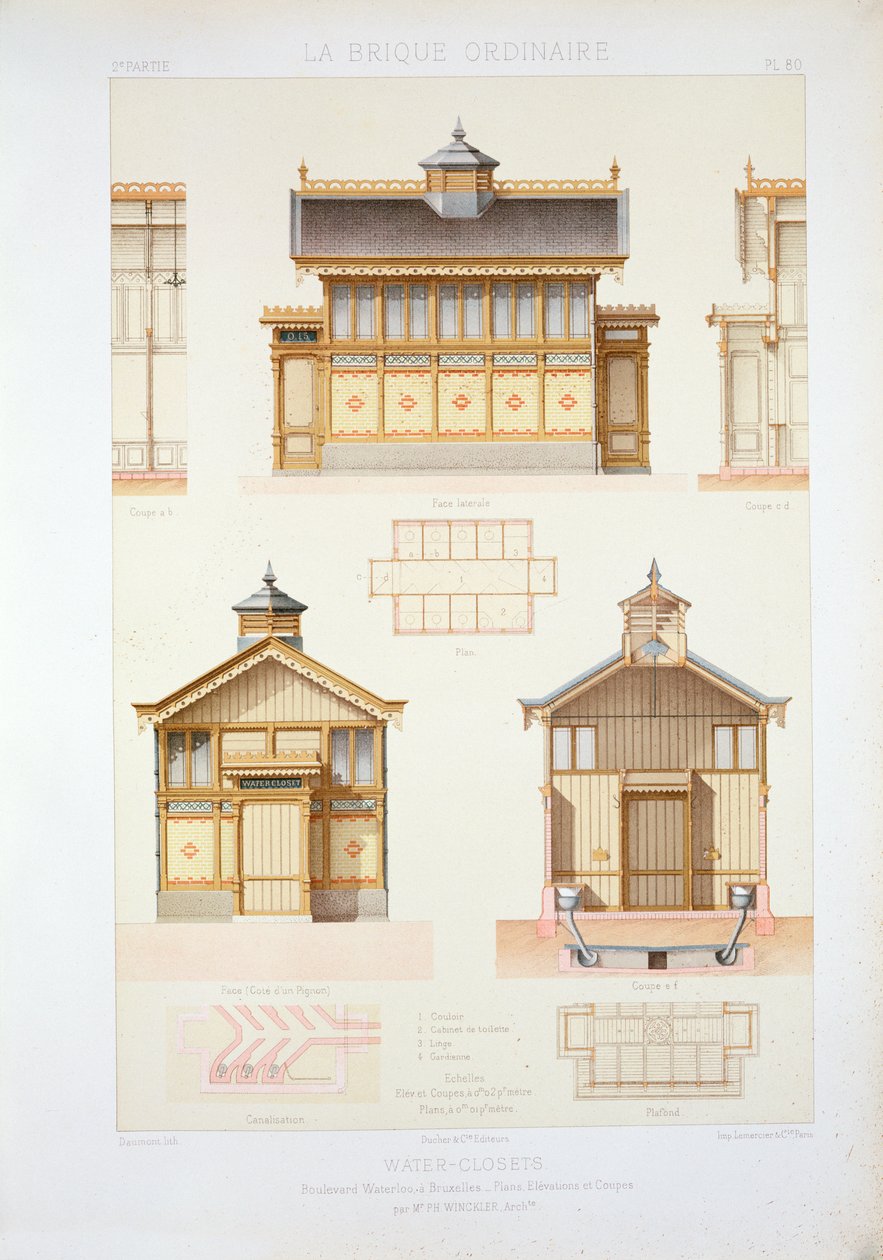 Designs til banegårdens perron vandklosetter af French School