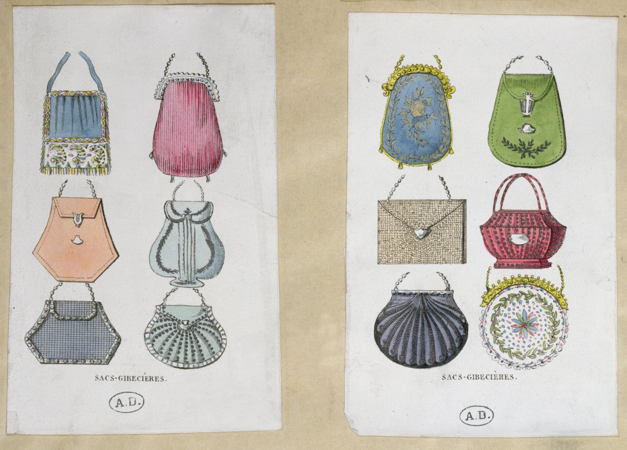 Design til skuldertasker, 1822 af French School