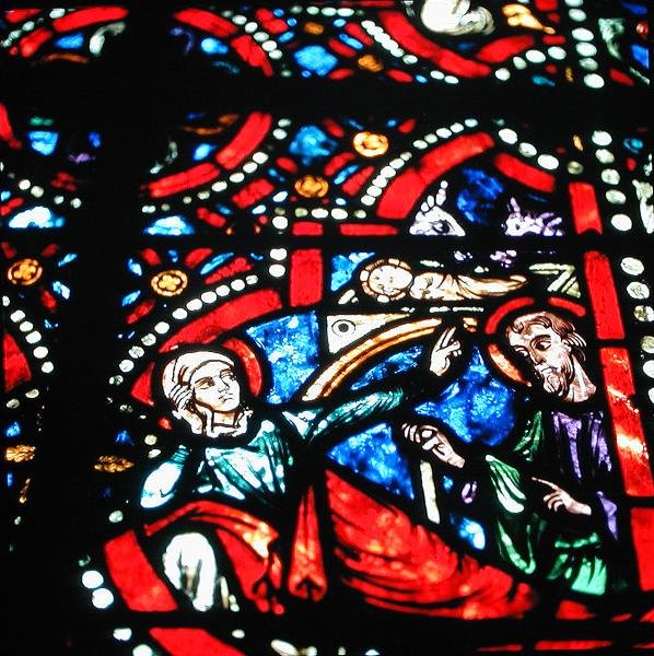 Detalje fra et af vinduerne (farvet glas) af French School