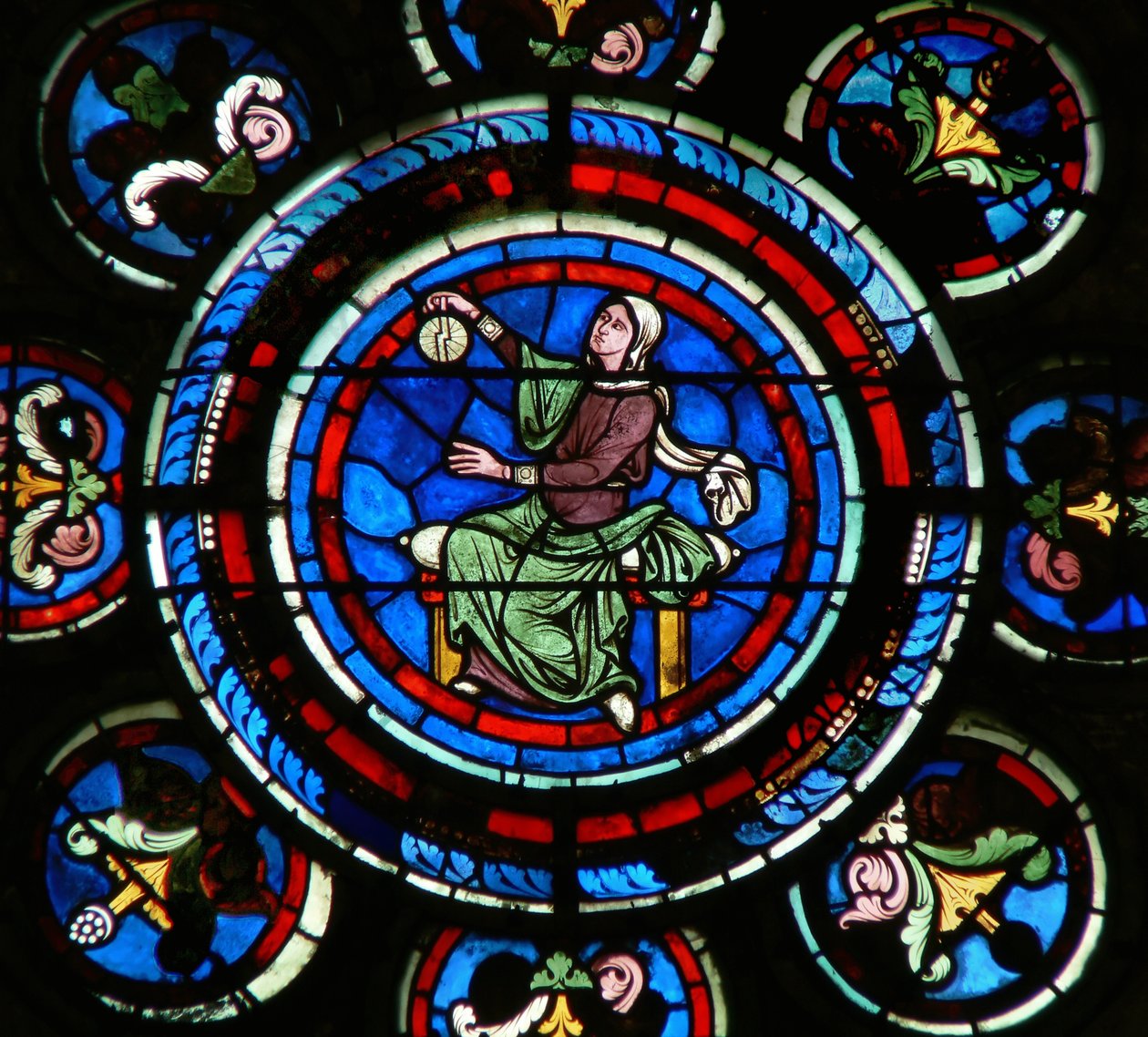 Detalje fra nordrosenvinduet forestiller astronomi fra Liberal Arts af French School