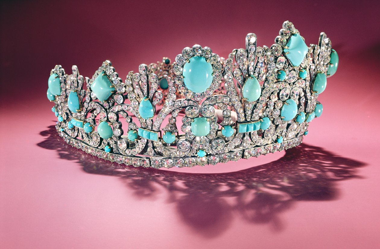 Diadem, gave fra Napoleon I (1769-1821) til Marie Louise (1791-1847) bestilt i 1810 (diamant og turkis) af French School