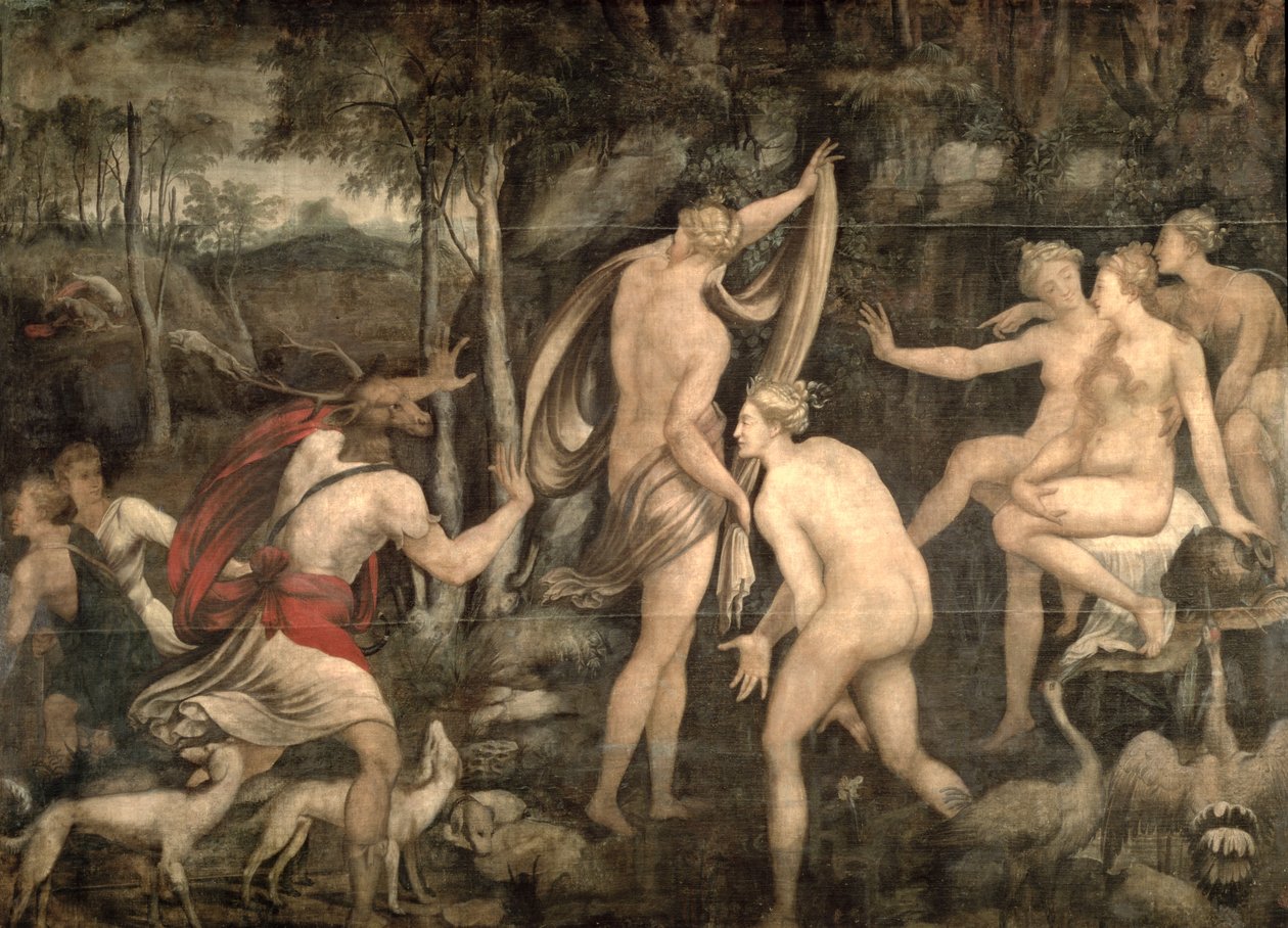 Diana og Actaeon, Fontainebleau-skolen, midten af det 16. århundrede af French School