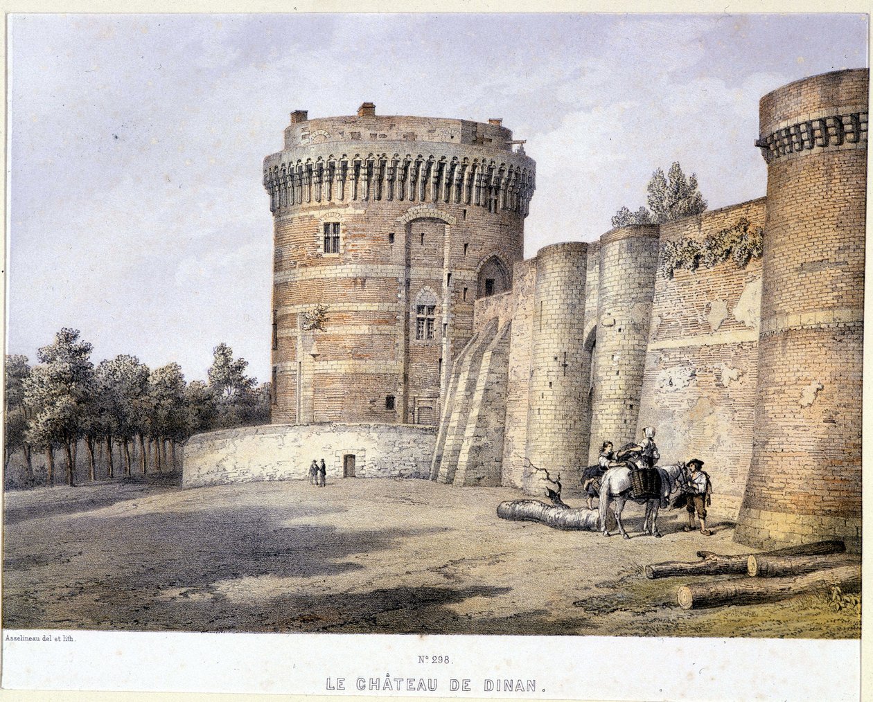 Dinan Castle - litografi, slutningen af det 19. århundrede af French School