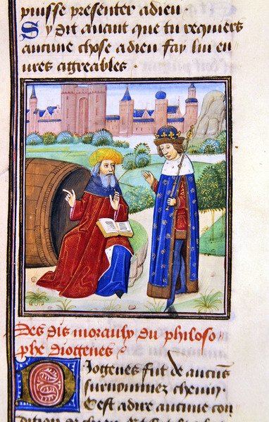 Diogenes, fra Histoire des Philosophes, slutningen af det 15. århundrede (vellum) af French School