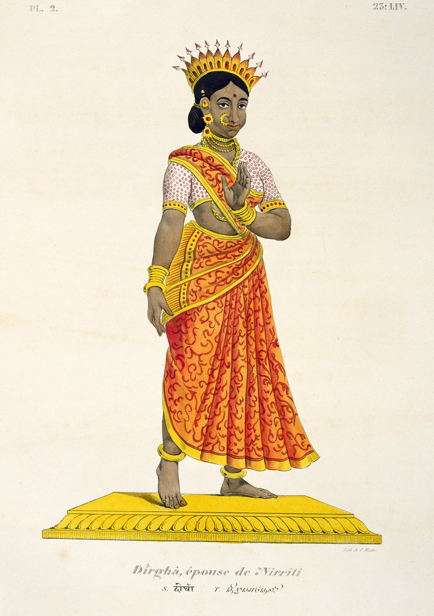 Dirgha hustru af Nirriti, graveret af C. de Motte (1785-1836) af French School