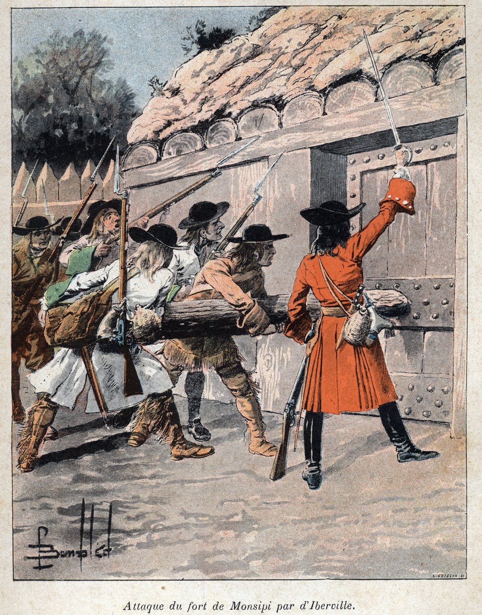 Opdaget Canada: Angreb af Fort Monsipi (Elg, derefter Saint Louis eller Saint Louis) af Pierre Le Moyne d