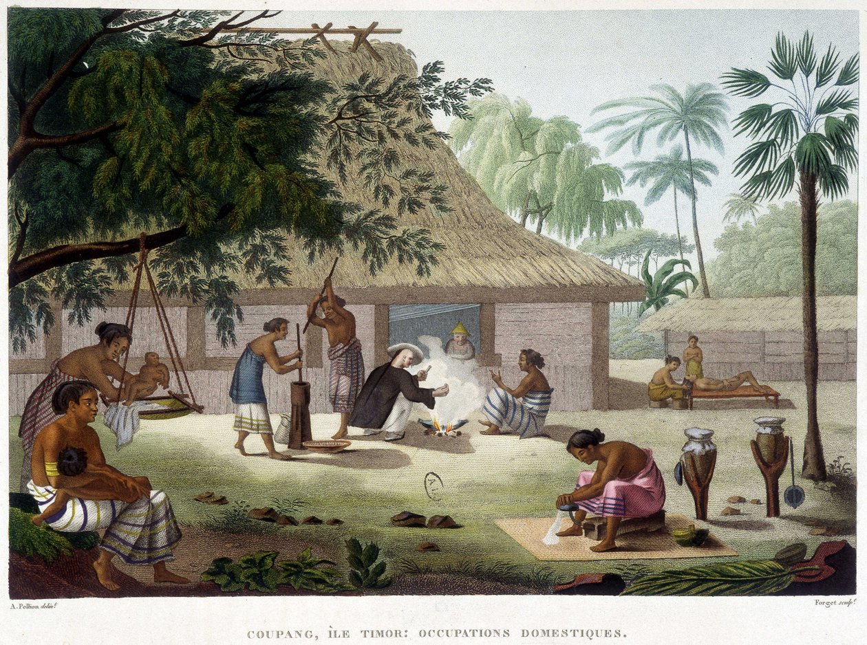 Huslige beskæftigelser i Coupang, Timor Island. af French School