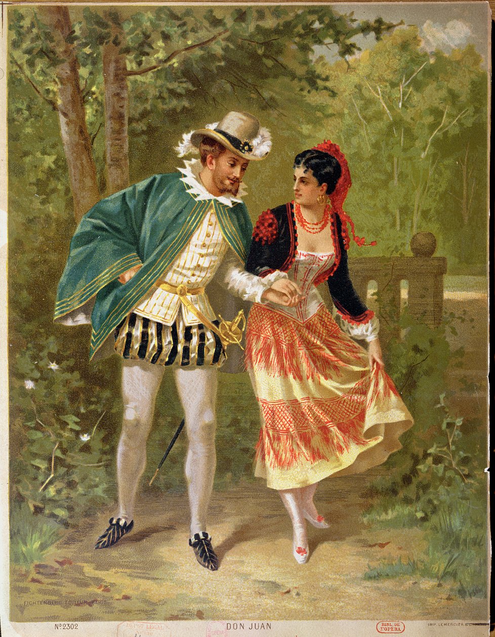 Don Juan, scene, der illustrerer operaen Don Giovanni af Wolfgang Amadeus Mozart (1756-91), 1879 af French School
