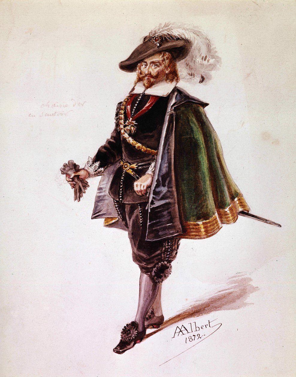Don Salluste kostume til Victor Hugos Ruy Blas. Tegning af Albert af 1872. Victor Hugo House, Paris. af French School