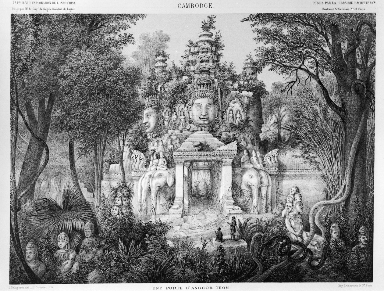 Doorway of Angkor Thom, illustration fra Atlas du voyage d
