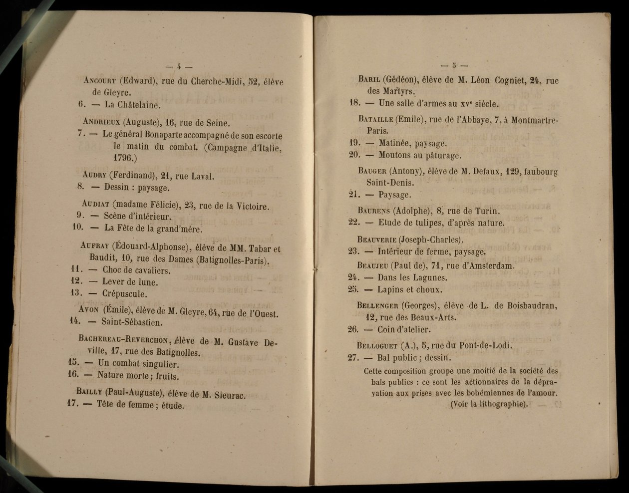 Dobbeltside fra Salon des Refuses, 1863 af French School