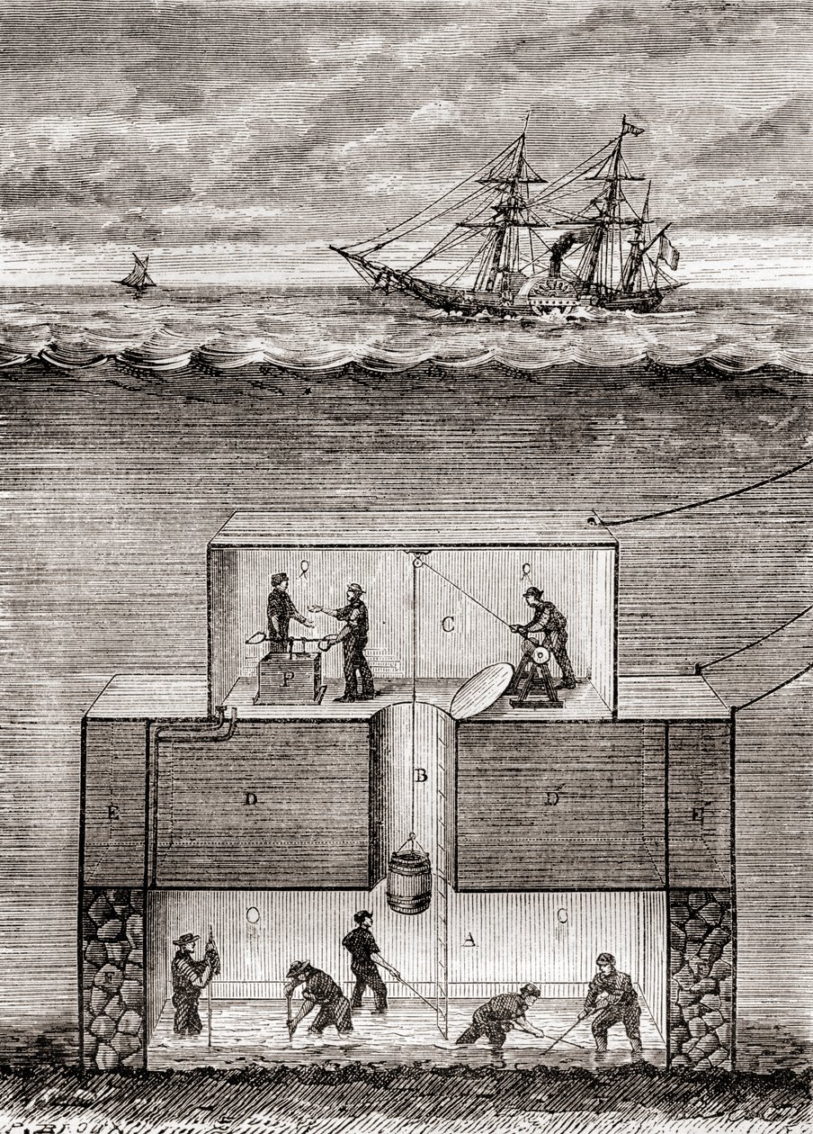 Dr. Antoine Prosper Payernes ubådsdampbåd fra det 19. århundrede, kaldet en Pyrhydrostat, fra 