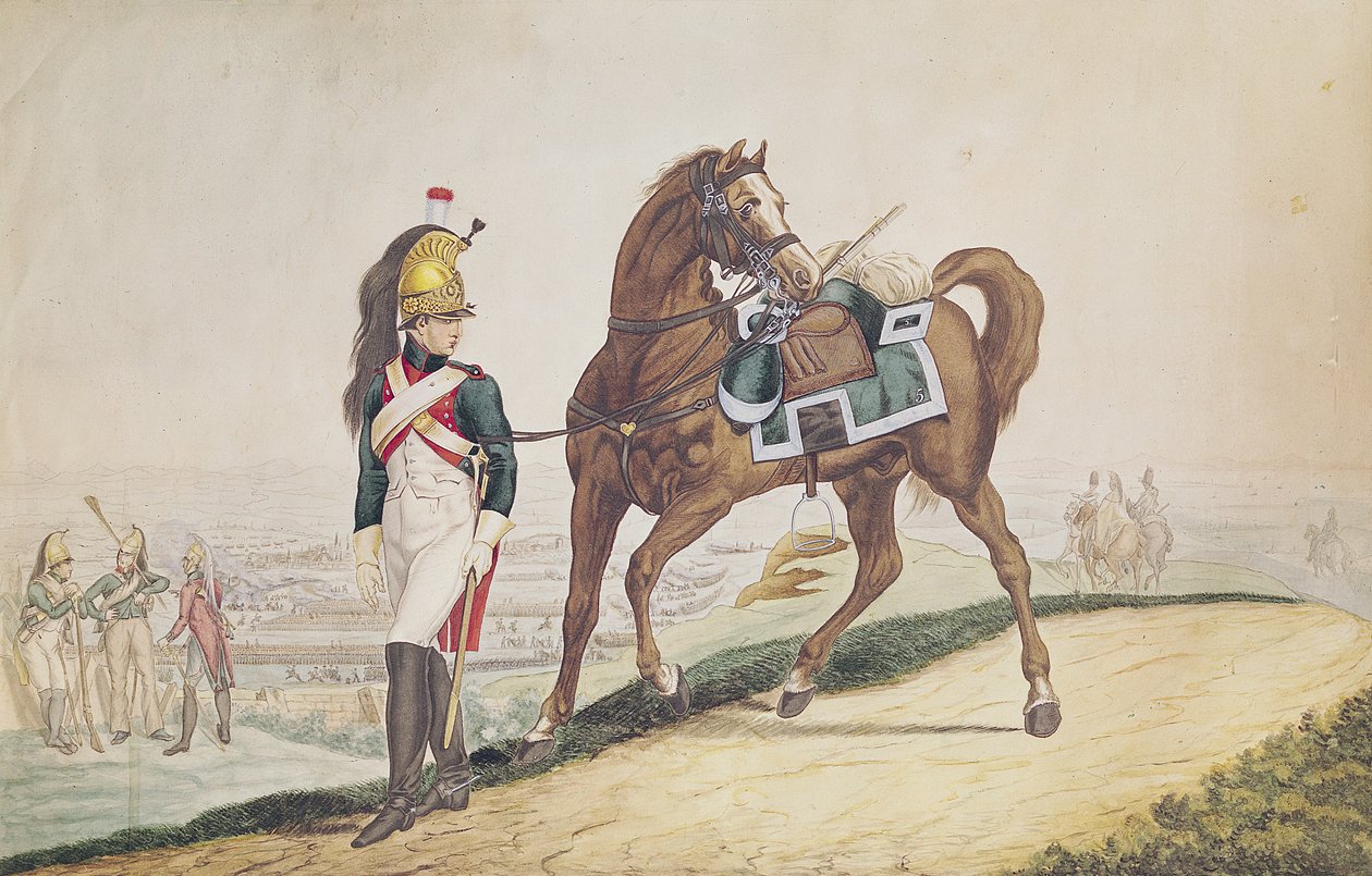 Dragons of the French Imperial Army (gouache på papir) af French School