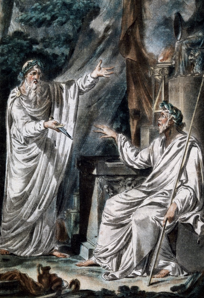 Druider, scenekostumer, gravering. Frankrig af French School