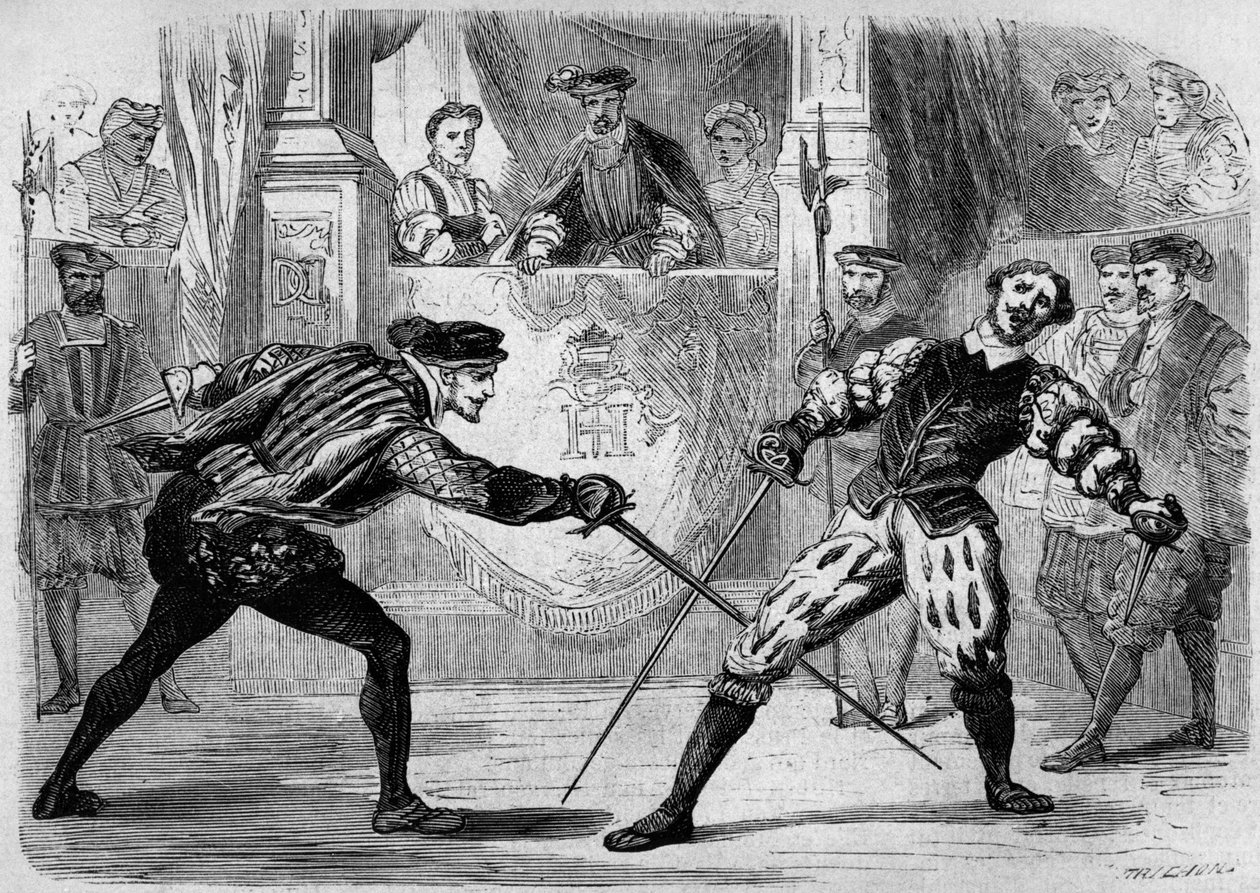 Duel mellem Francois de Vivonne de la Chataigneraie og Guy de Chabot, baron de Jarnac, Saint Germain en Laye, Frankrig 10. juli af French School