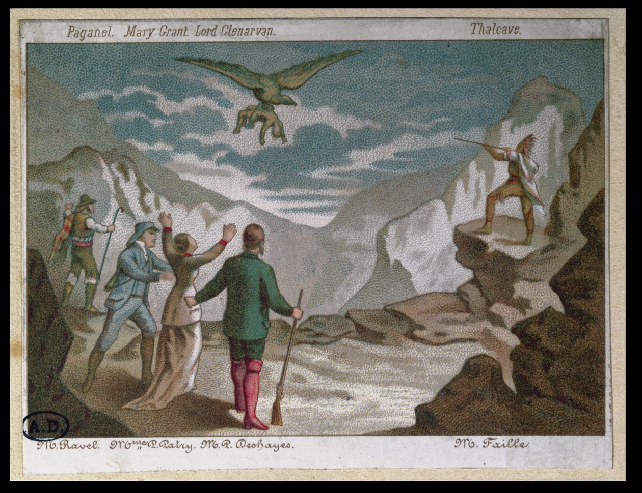 Eagle Carrying a Child Away, vignet, der illustrerer et teaterstykke tilpasset fra Jules Vernes roman 