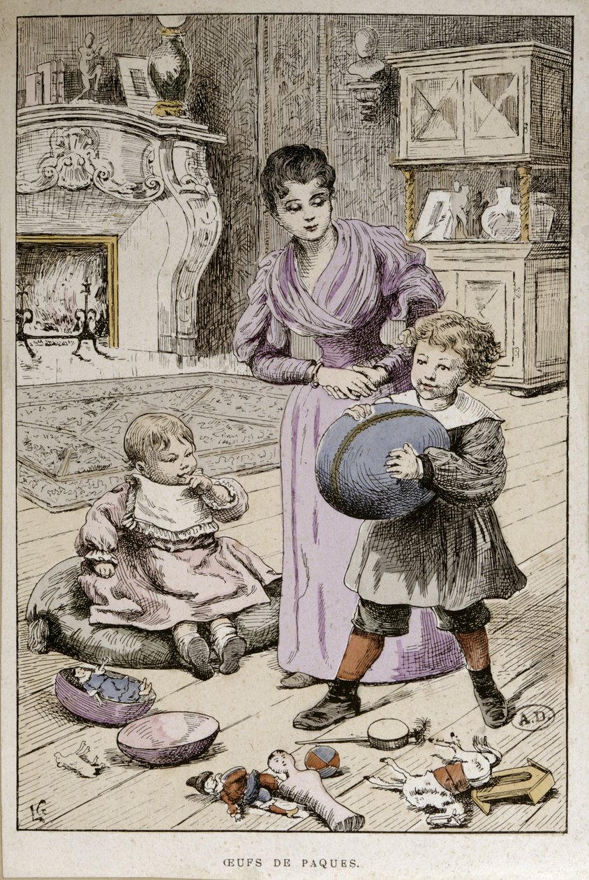 Påskeæg, ca. 1890 (farvegravering) af French School