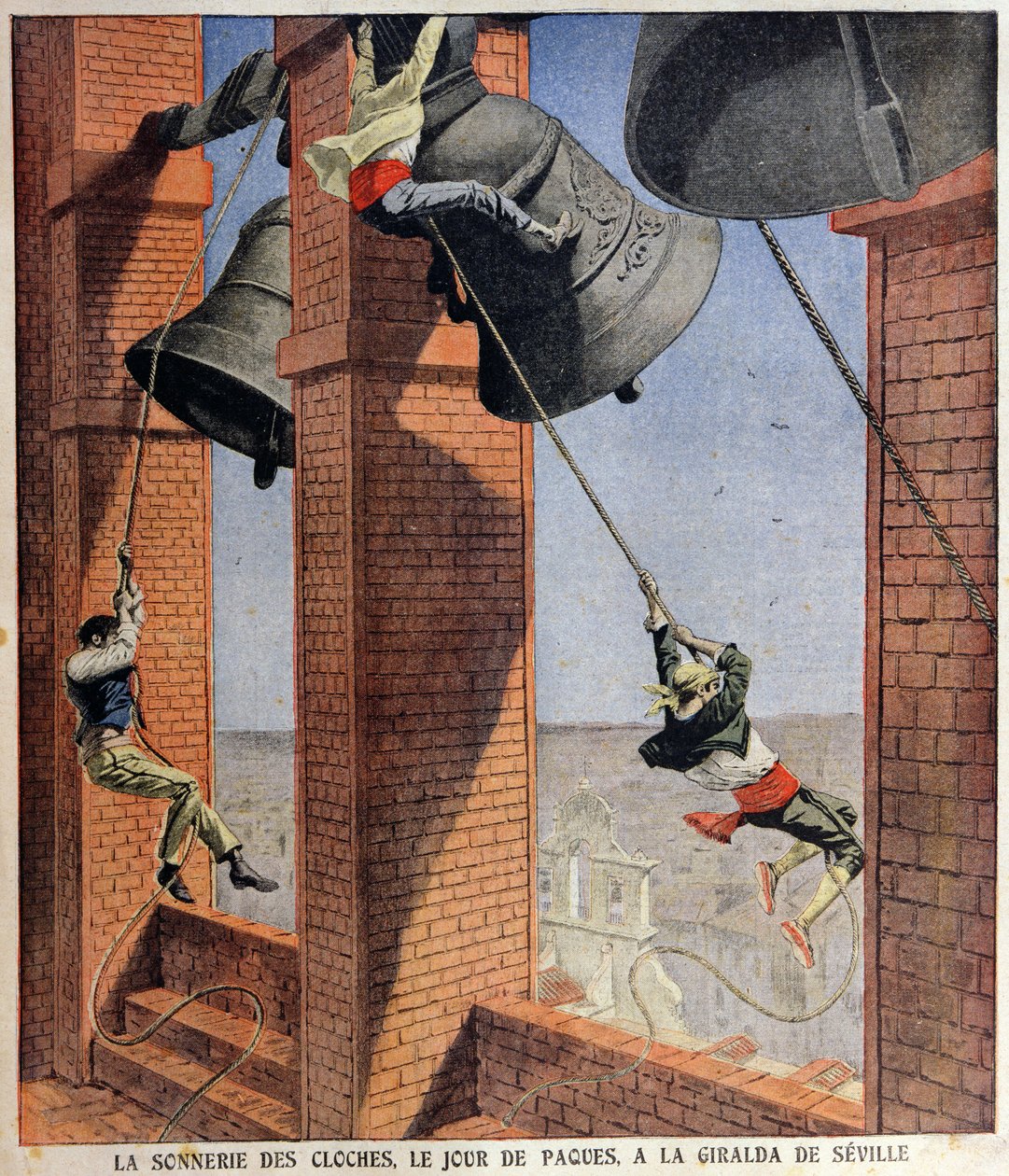 Påskeklokke, der ringer ved Giralda i Sevilla, forsideillustration til Le Petit Journal, 19. april 1908 af French School