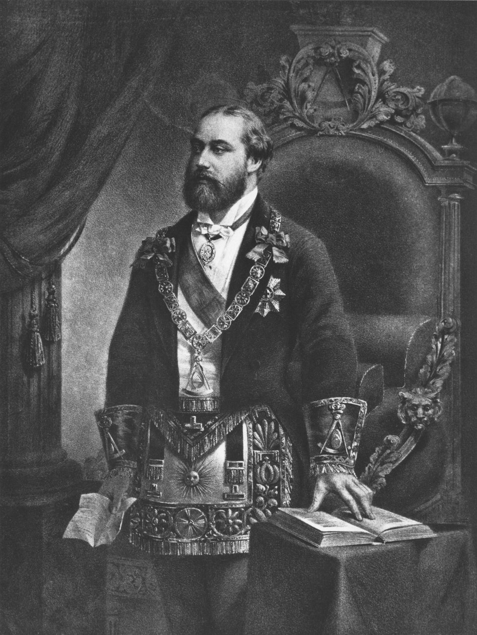 Edward (1841-1910) Prins af Wales, senere Edward VII, som stormester i frimureriet, 1884 af French School