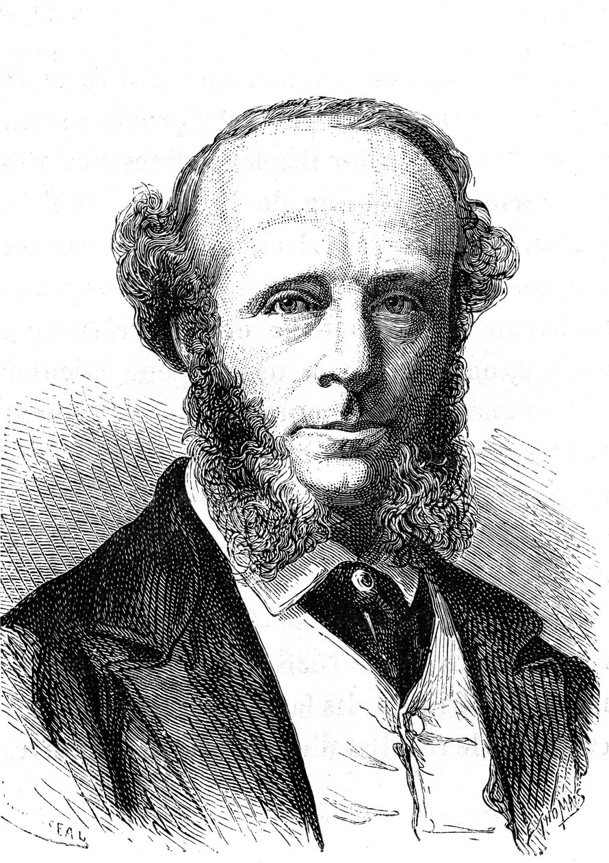 Edward Orange Wildman WITEHOUSE (1816-1890), engelsk elektroingeniør på det transatlantiske telegrafiske kabel. Indgravering 1868 af French School