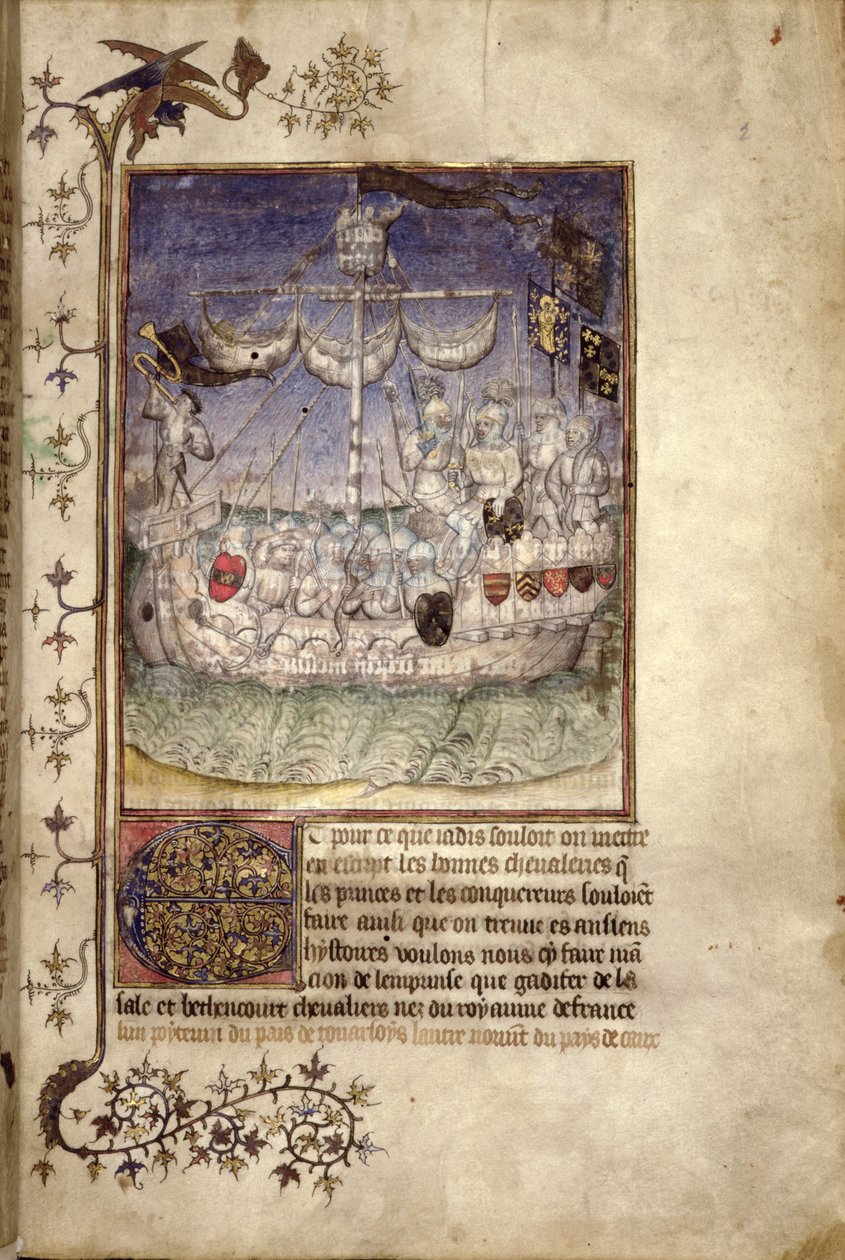 Fx 2709 fol.2 Et skib fyldt med bevæbnede mænd, fra 