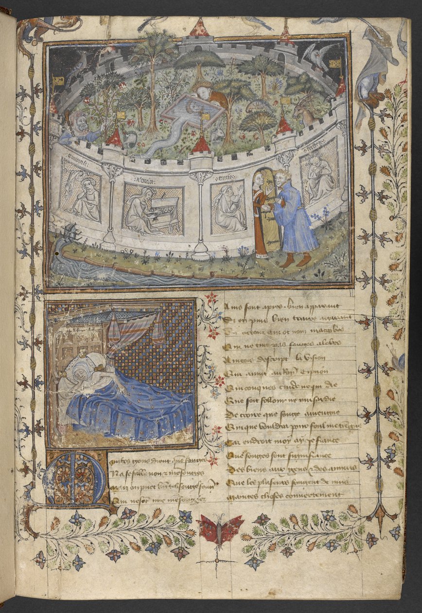 Egerton MS 1069 f.001r The Walled Garden, illustration fra 