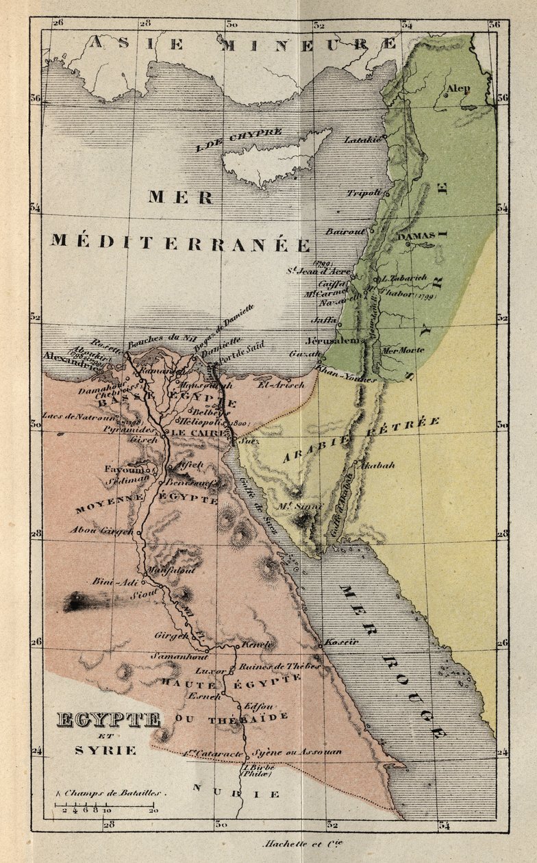 Egypten og Syrien i det 19. århundrede - indgravering i "Histoire de France" af Victor Duruy (1811-1894) - 1882 af French School