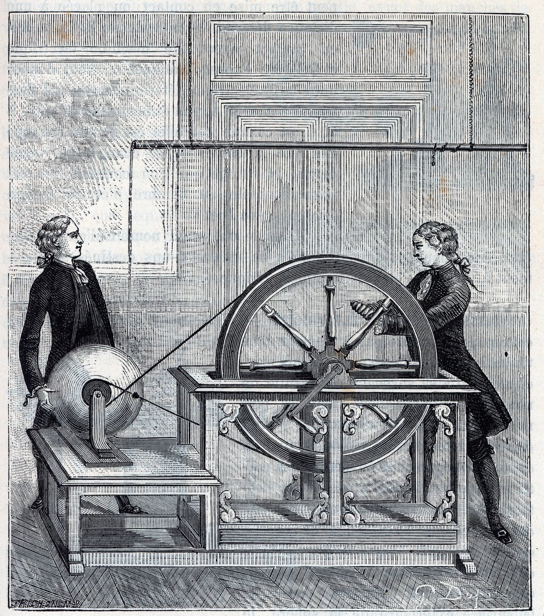 Elektrisk maskine (Generator) af Francis Hauksbee (1666-1713) perfektioneret af Boze l