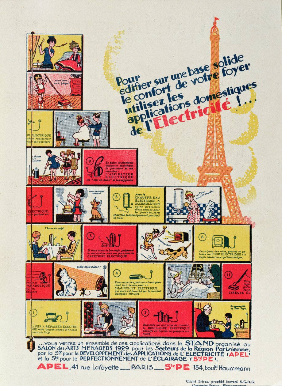 Elektrisk udstyr i hjemmet, fra lArt Menager, 1929 af French School