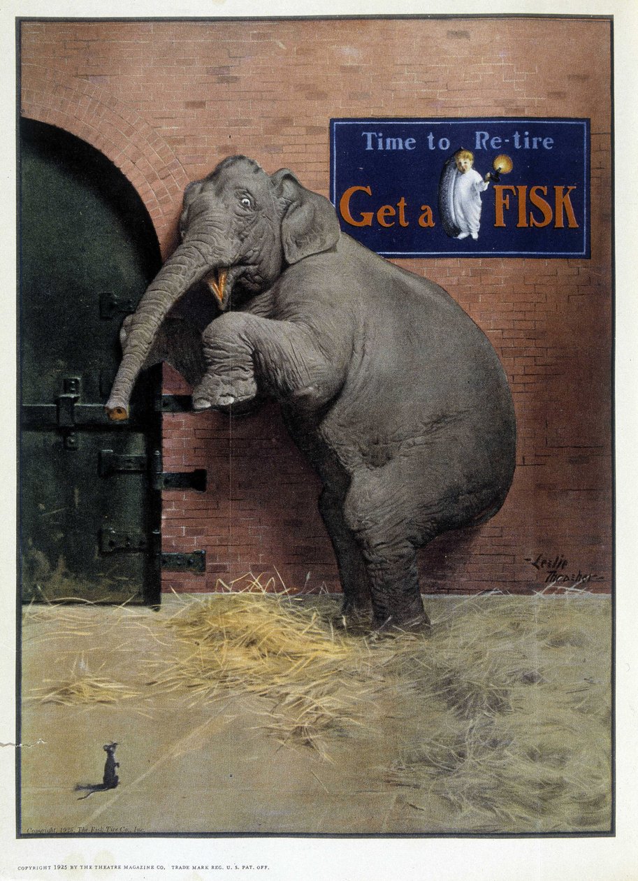 Elefant skræmt af en mus - i "" Teatermagasinet", sep 1925 af French School