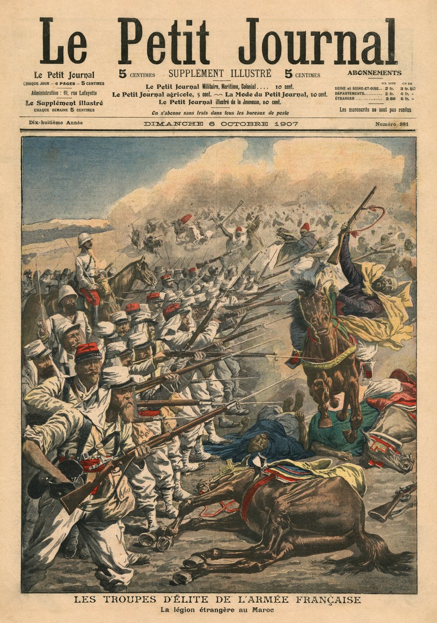 Elitetropper fra den franske hær, den franske fremmedlegion i Marokko, illustration fra 