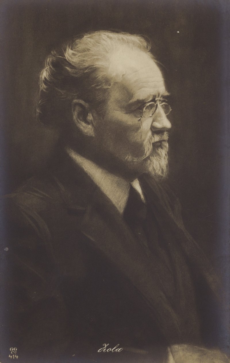 Emile Zola (1840-1902), fransk romanforfatter, journalist og dramatiker (litografi) af French School